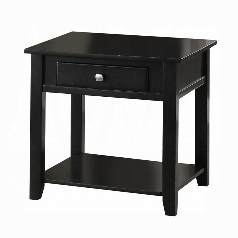 Table de bout noire avec tablette inférieure