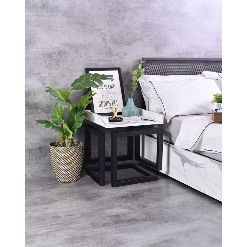 50 cm W Bedside Table, White