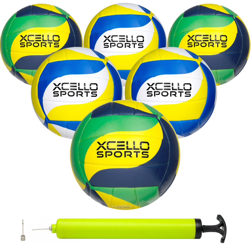 Graphiques Xcello Sports Volleyball avec pompe, paquet de 6