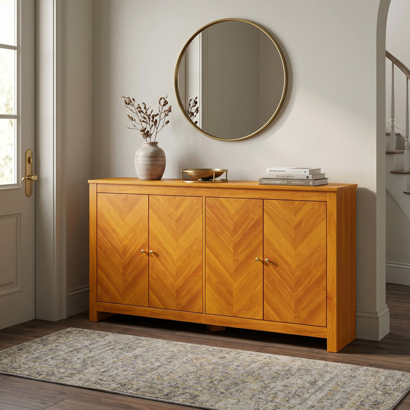 Aleshire 58.4'' Modern Chevron 4 Door Storage Buffet Sideboard