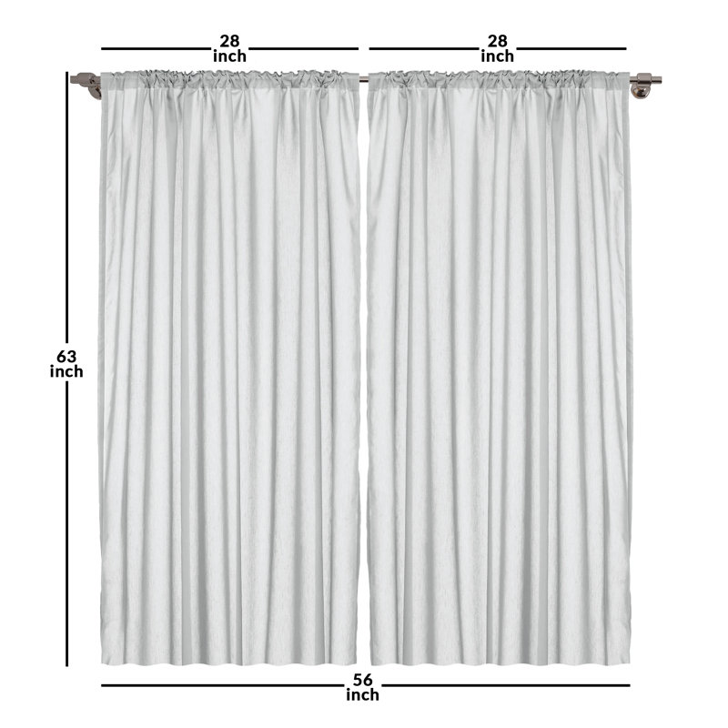 Damask Semi-Sheer Rod Pocket Sliding Panel, 28" x 63"