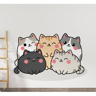 Adhésif décoratif chat mignon, décor de chat, art mural, chat, amoureux des chats, chat, salle de bain, adhésif mural, vinyle