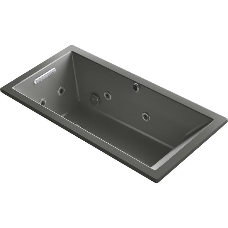 Underscore Heated Bubblemassage Air Bath with Whirlpool Reversible Drain, Thunder Gray