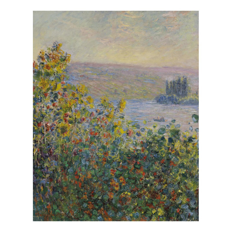 Flower Beds at Vétheuil by Claude Monet - Giclee Print, 28" H x 22" W