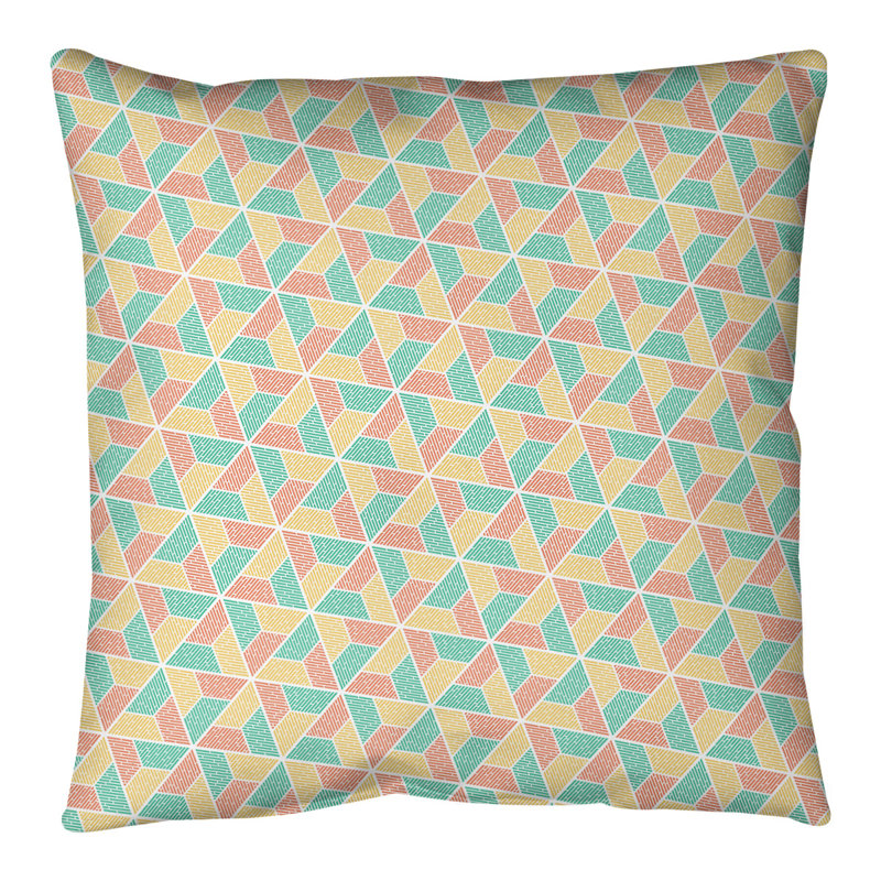 Oreiller de sol Katelyn Elizabeth Trapezoids, 40 po x 40 po, Vert / jaune / orange