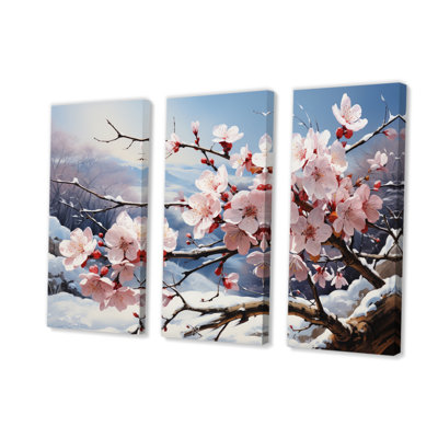 «Winter Blossoms II» sur toile, reproduction de 3 pièces