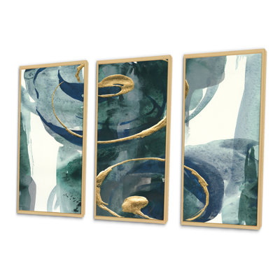 " Mettalic Indigo and Gold II " 3 Piece Art Color Photography Set