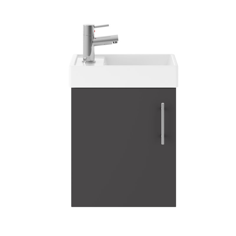 Vault 400mm Single Bathroom Vanity with Integrated Vitreous China Basin, Gloss Gray