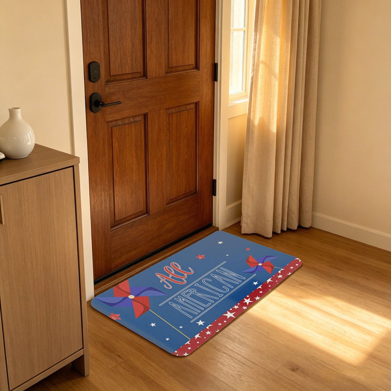 All American Pinwheel Star Print 20 X 32 In Independence Day Door Welcome Mat