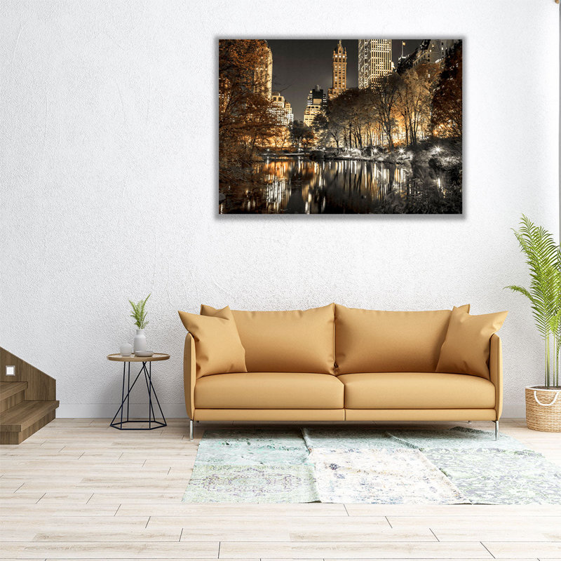 Scenic Cityscape Wall Art | Evening View Of Central Park In New York City 1, 18" H x 24" W