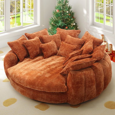 Canapé-lit de 81 po surdimensionné 81 po avec revêtement en chenille et 14 coussins