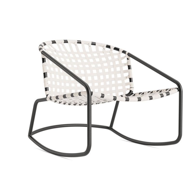 Kantan Outdoor Lounge Chair, Textured Pewter/White Suncloth Lace