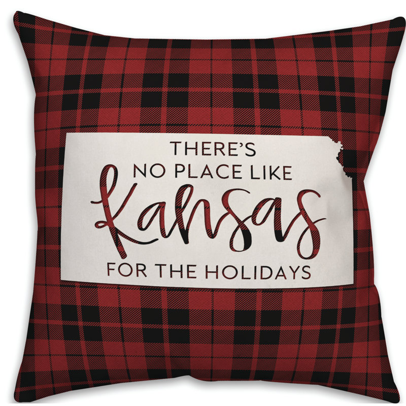  Coussin décoratif Il n'y a pas de place comme chez-soi pour les fêtes, 18" x 18", Kansas