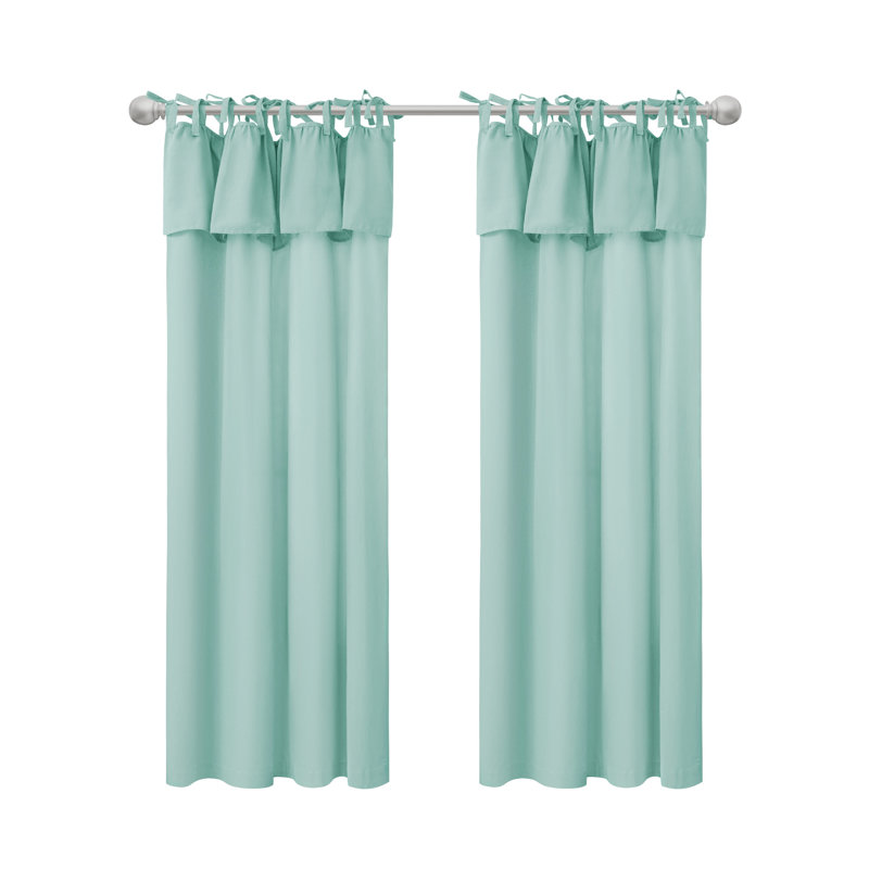 Paire de rideaux à nouettes en coton recyclé, Bleu spa, L 52 po x L 63 po