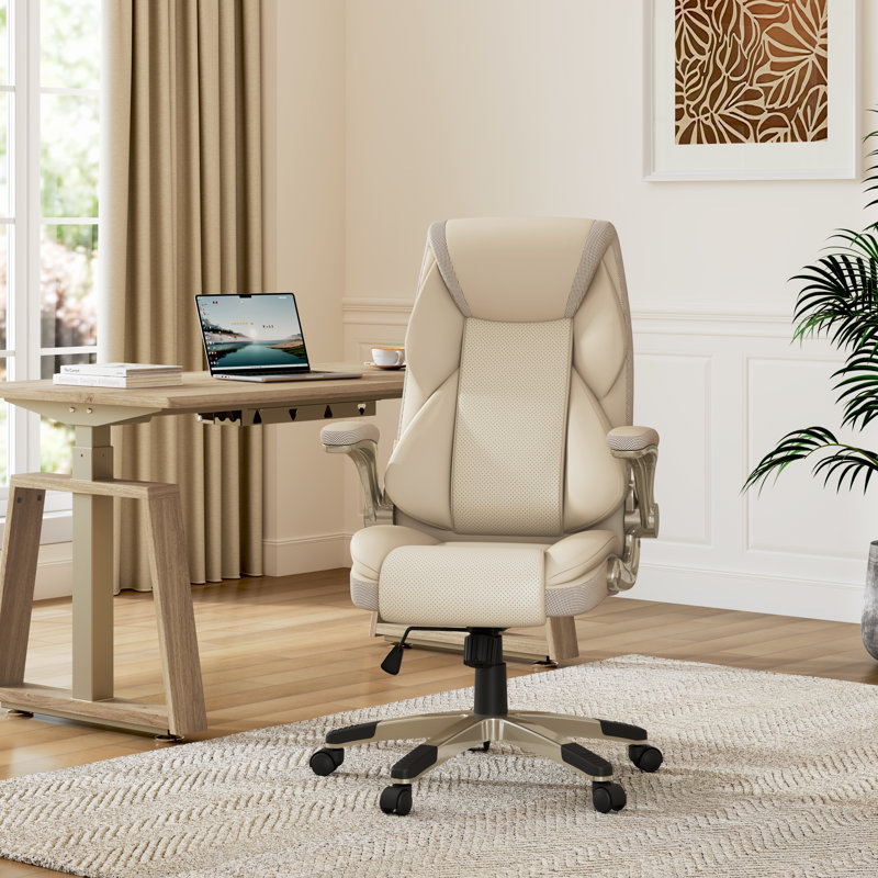 Alahni Executive Chair with Headrest, Beige/Off White