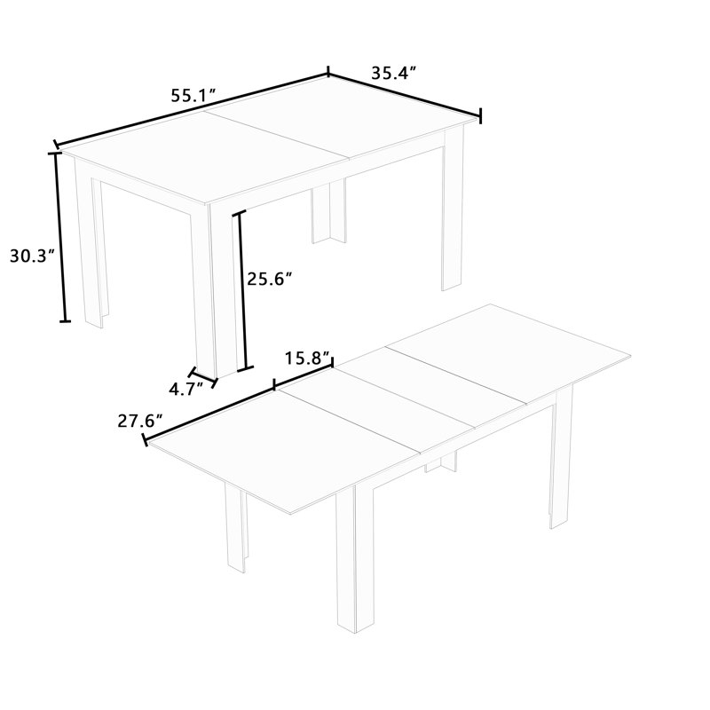 Gimora Extendable Dining Table, Light Wood