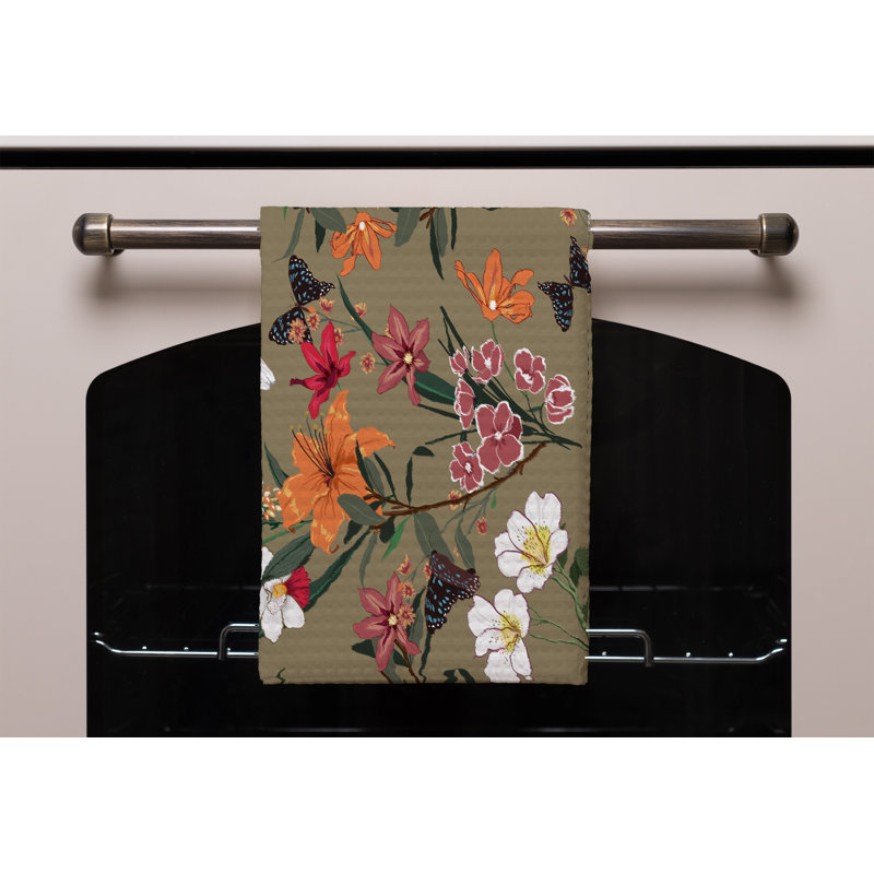Cotton Floral Waffle Tea Towel Kitchen Towel