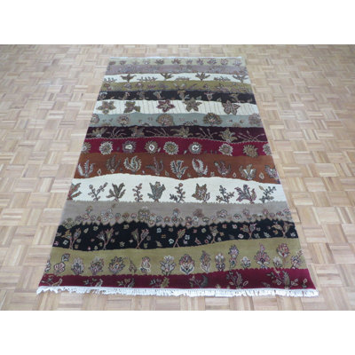 Tapis blanc / rouge en laine noué à la main Berthe