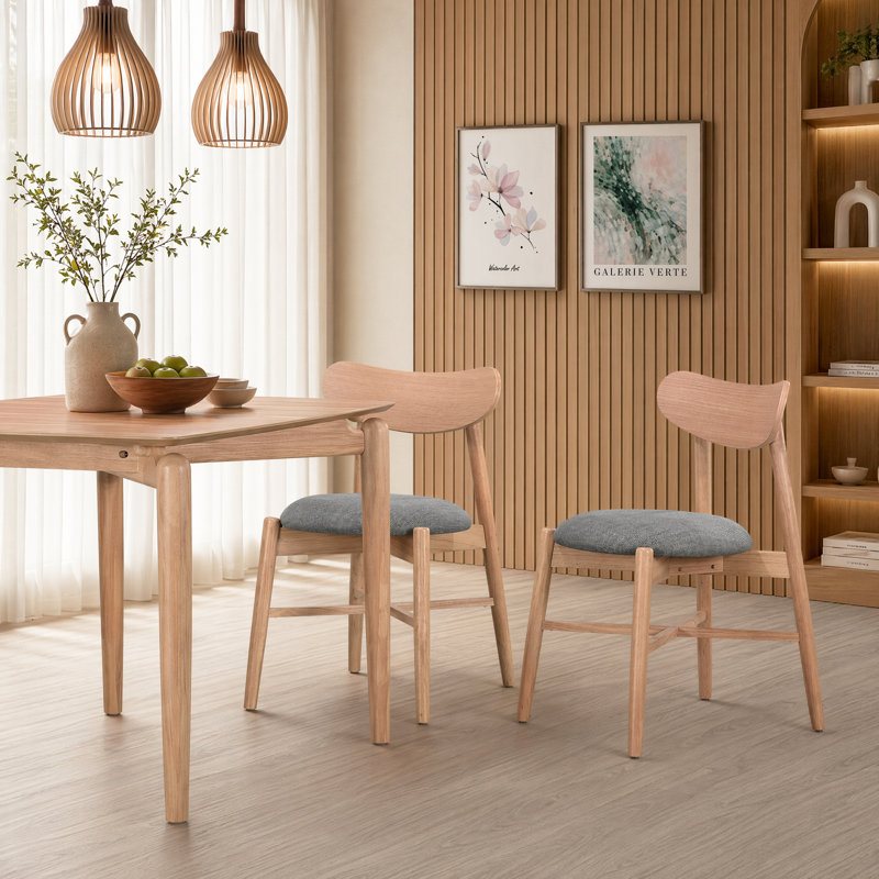 Orion Elegant Upholstered Solid Wood Dining Chair (Set of 2), Tan