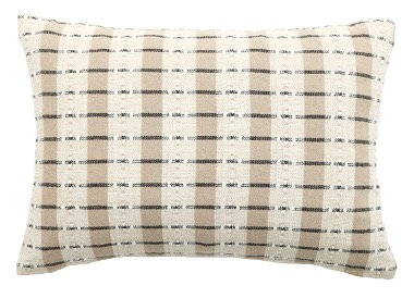 Windowpane Cotton Knife Edge Textured Throw Pillow