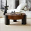 Table basse ronde avec rangement caché et placage de parquet-1385313427
