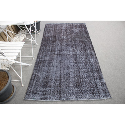 Tapis turc rétro noir rétro Anatolian idéal pour rehausser le décor d'un salon ou d'un salon