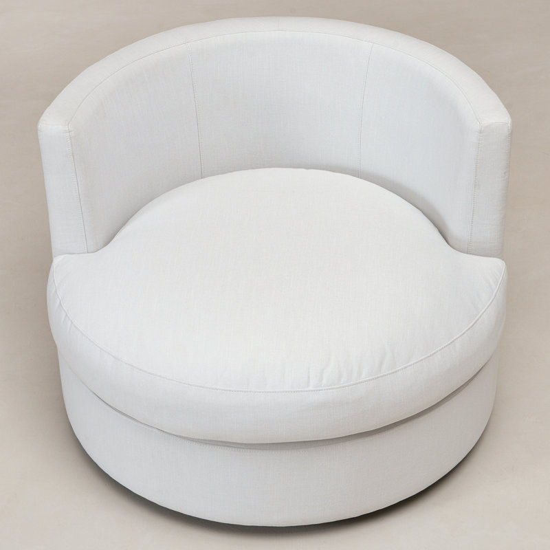 Freya Oversized Down Fill Swivel Barrel Chair, Cream Performance Fabric