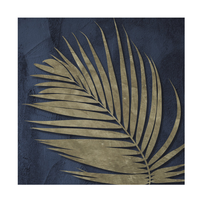 «Blue and Gold Fronds II» sur toile par Sasha, H 14 po x l 14 po x P 2 po