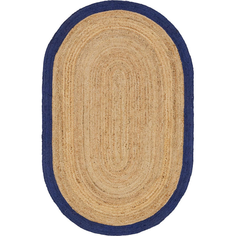 Tapis beige tressé à la main Ayako Southwestern, Ovale 3 pi 3 po x 5 pi
