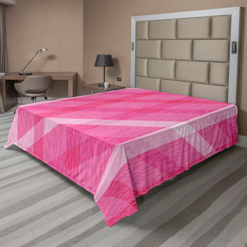 Drap plat moderne de style bohème Ambesonne, Full Flat Sheet, Corail foncé / motif abstrait rose vif