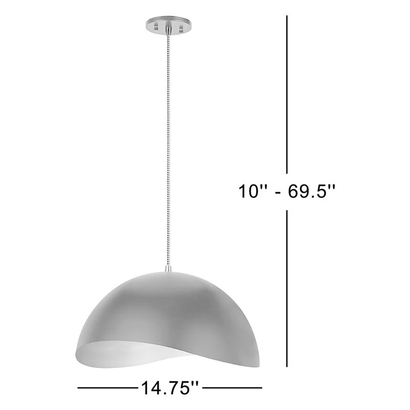 Luminaire suspendu pour dôme simple Manilow, Argent