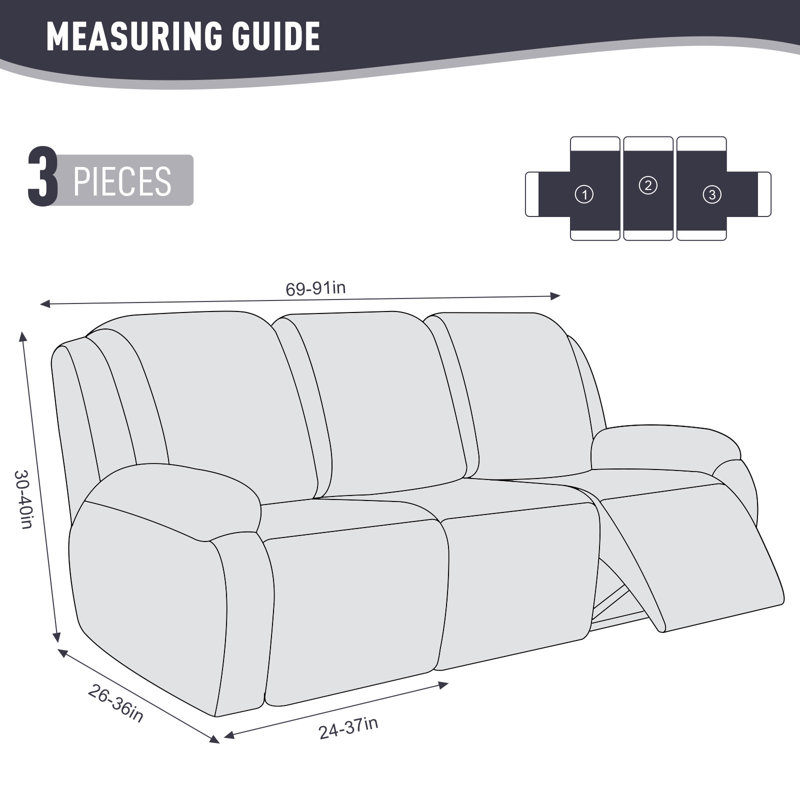 Housse de fauteuil inclinable avec poches 1-2-3, Gris