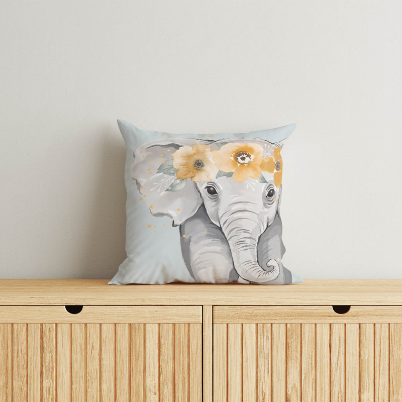 Elephant Blue Throw Pillow, 26"H x 26"W