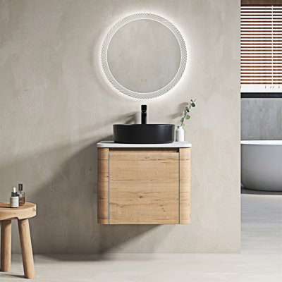 Meuble-lavabo mural avec lavabo d'art en céramique