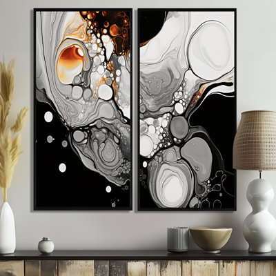Grey And Black Liquid Ink Fusion II - Large Abstract Line Art Wall Art