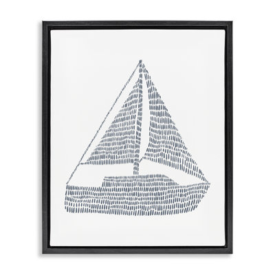 Minimal Boat on White Black Framed Floater Canvas Wall Art by Jetty Home, LLC