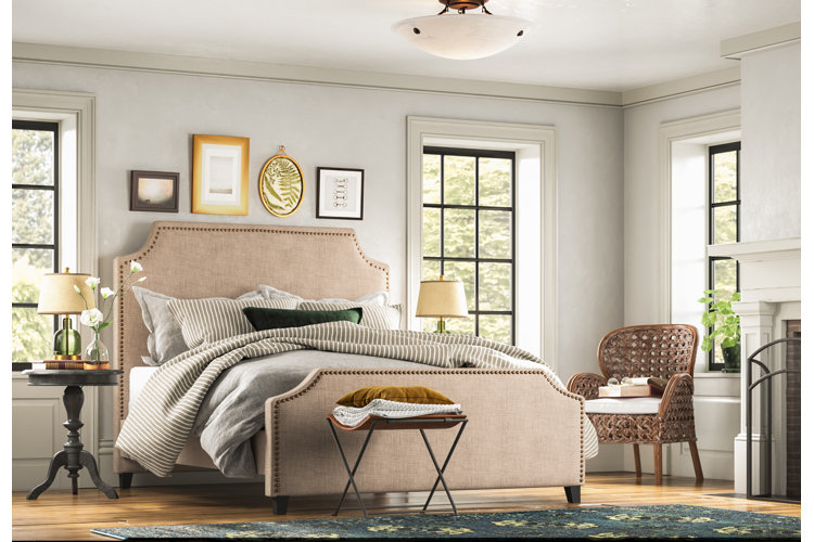 Farmhouse-style bedroom with a lofty down duvet