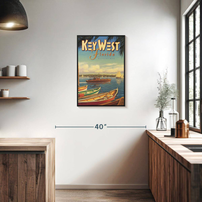 Key West, Floride, Cadre flottant noir, 21 po x 31 po