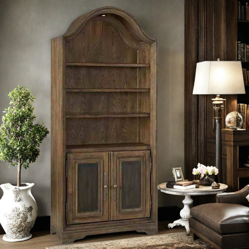 Simple Circular Arc Distressing Wooden Bookcase