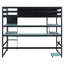 Lit mezzanine simple en bois avec bureau, support de rangement latéral, tablettes multiples et lumière RVB, bleu nuage