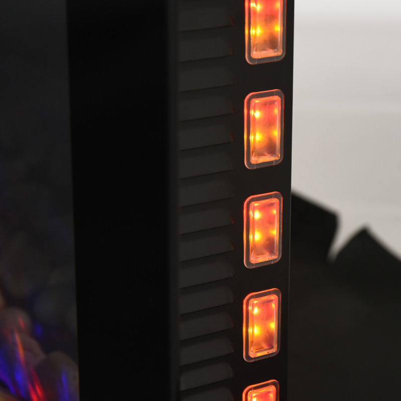 Foyer électrique 36 "à effet mural 1500W 36" avec effet de flamme, lumière de fond 7 couleurs et lumière latérale, noir