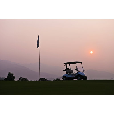 Empty Golf Cart - Wrapped Canvas Photograph