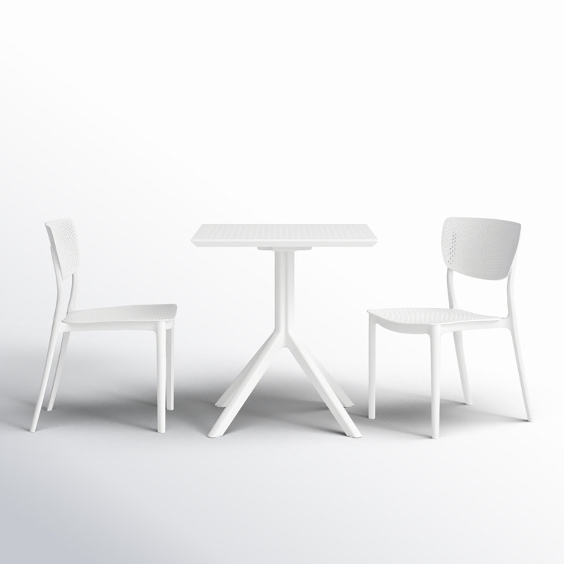Ensemble de salle à manger 3 pièces Farrah, Blanc, H 29,5 po x L 27,5 po x l 27,5 po