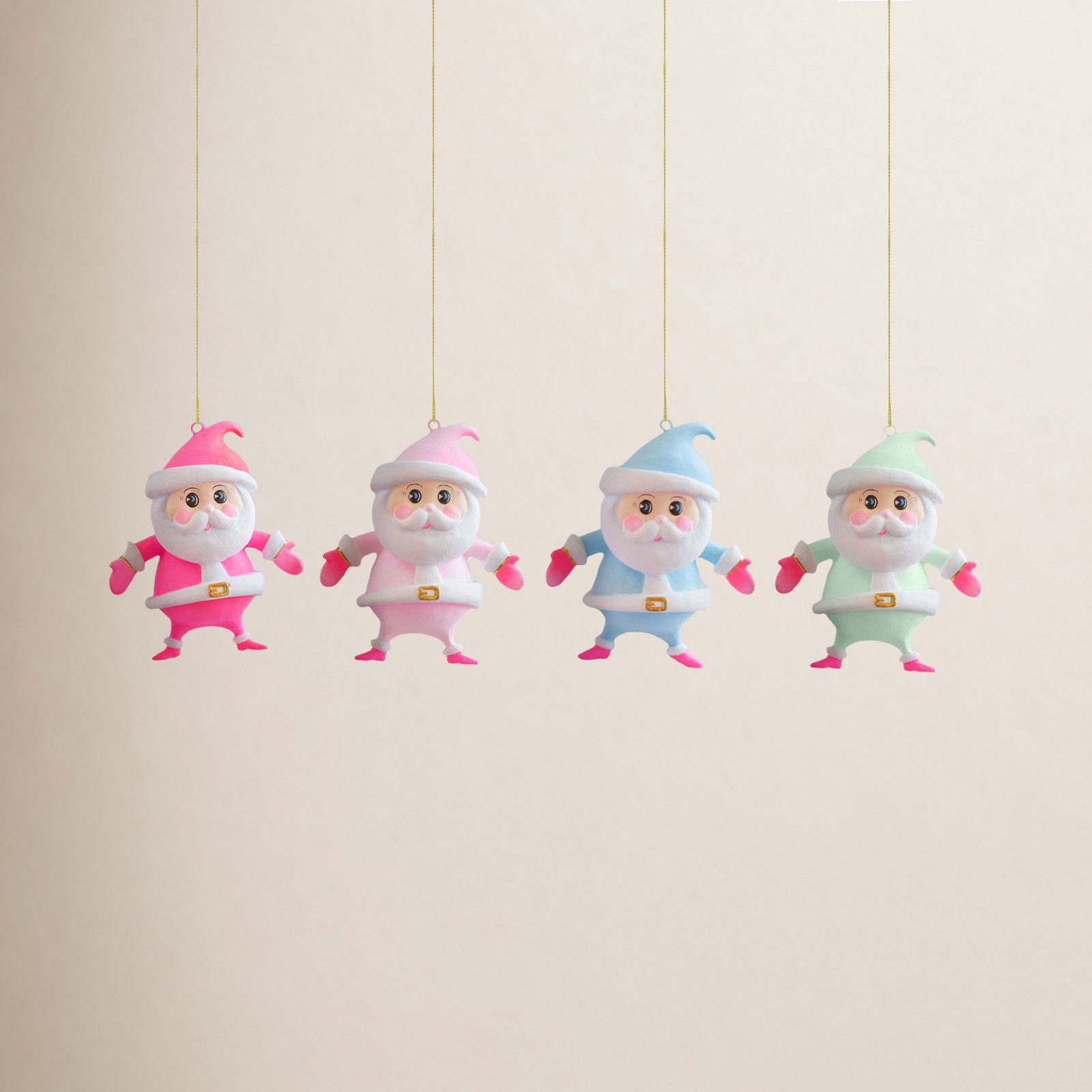 Glitterville Rainbow Baby Papa Noel Ornament, Light Blue
