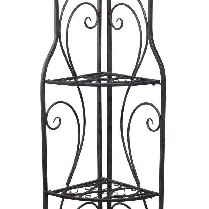 Acushnet Metal Indoor Outdoor Arched Tall Folding Corner 4 Shelf Scroll Black Bakers Rack