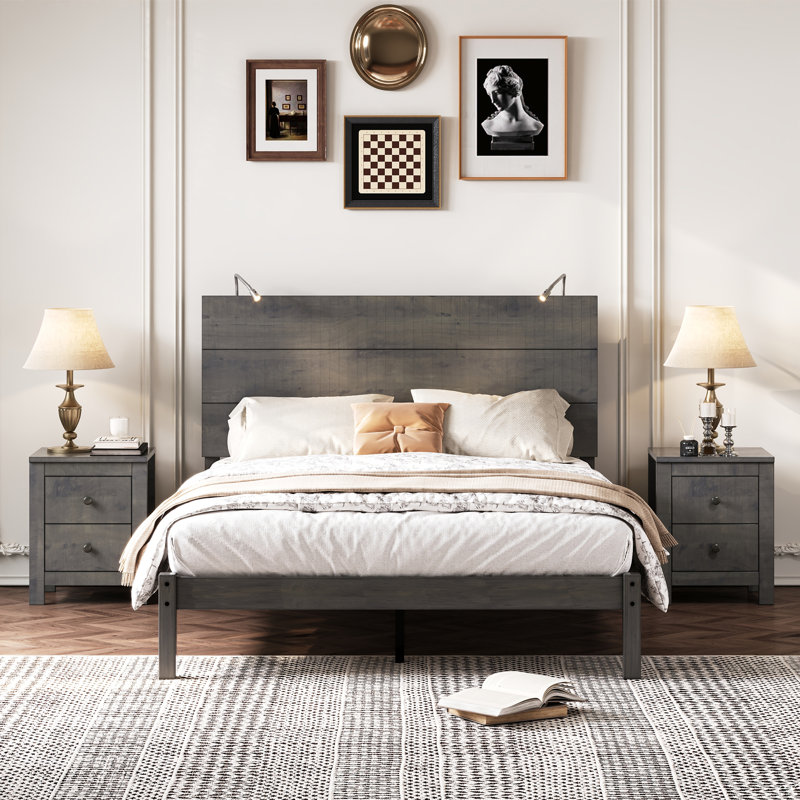3 Pieces Bedroom Sets, Full, Antique Grey