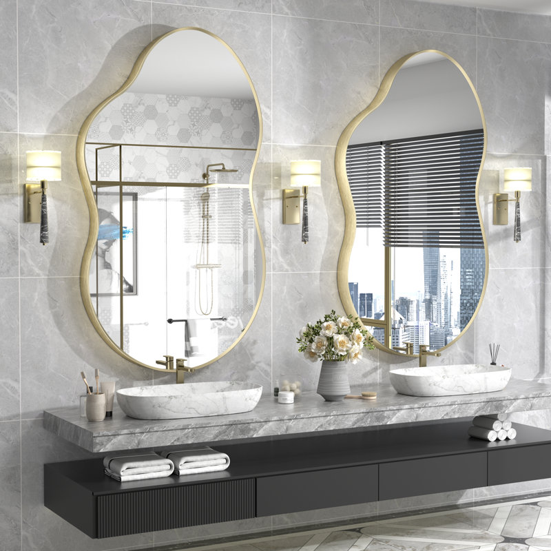 Miroir mural Amara, 49 po x 27 po, Or brossé