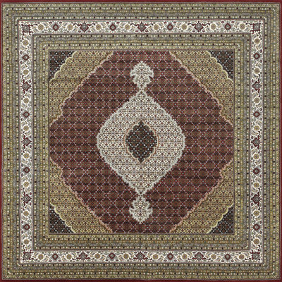 One-of-a-Kind 10'1" X 10'2" New Age Wool Area Rug in Red/Beige