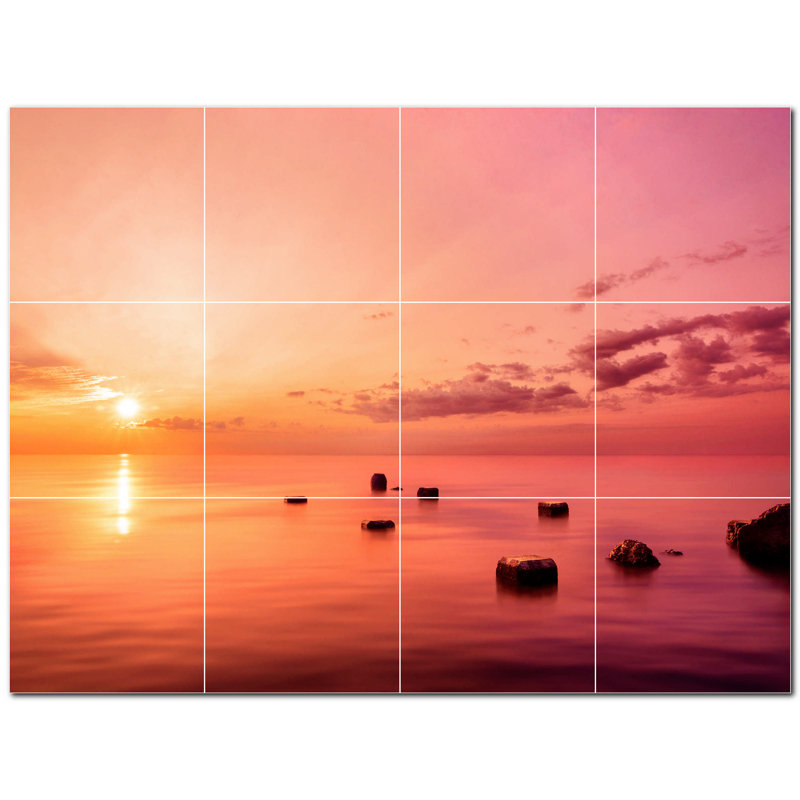 Murale en céramique satinée Sunset Photo 6 po x 6 po