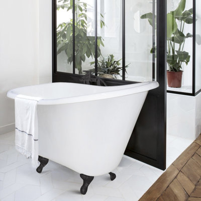Kingston Brass Tazatina 51-Inch Cast Iron D-Shaped Single Slipper Clawfoot Tub (No Faucet Drillings)